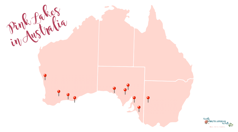 map of pink lakes in australia